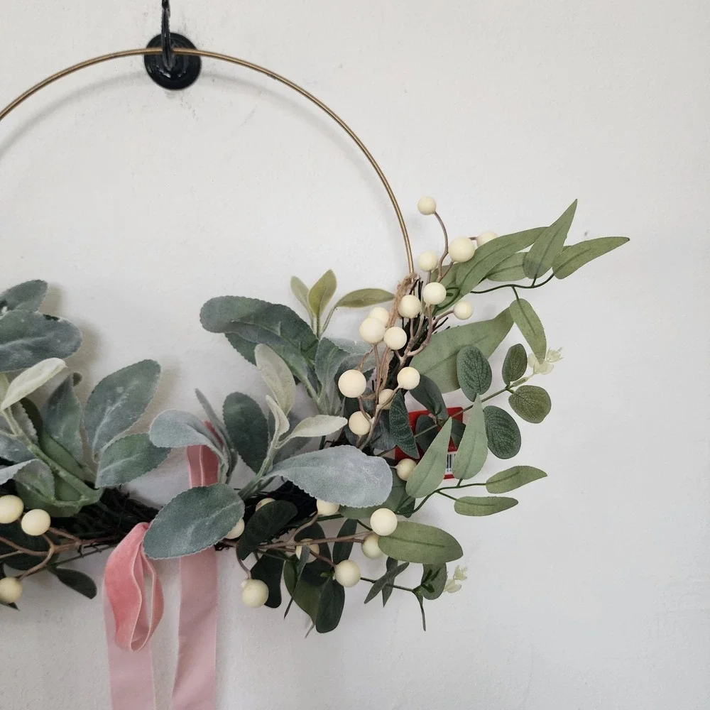 NWT World Market Assymetrical Wreath Wire Pink Bow 15